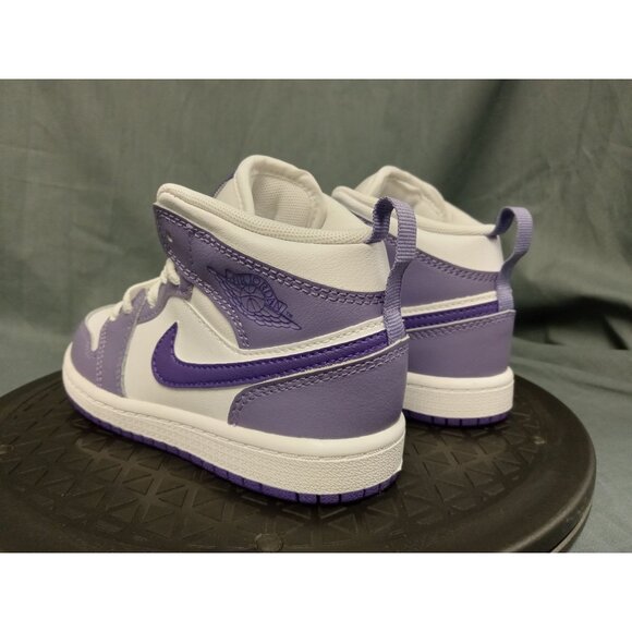 Jordan 1 Mid (PS) Leather Girls Purple White Size 1Y BRAND NEW IN BOX! - Picture 6 of 11